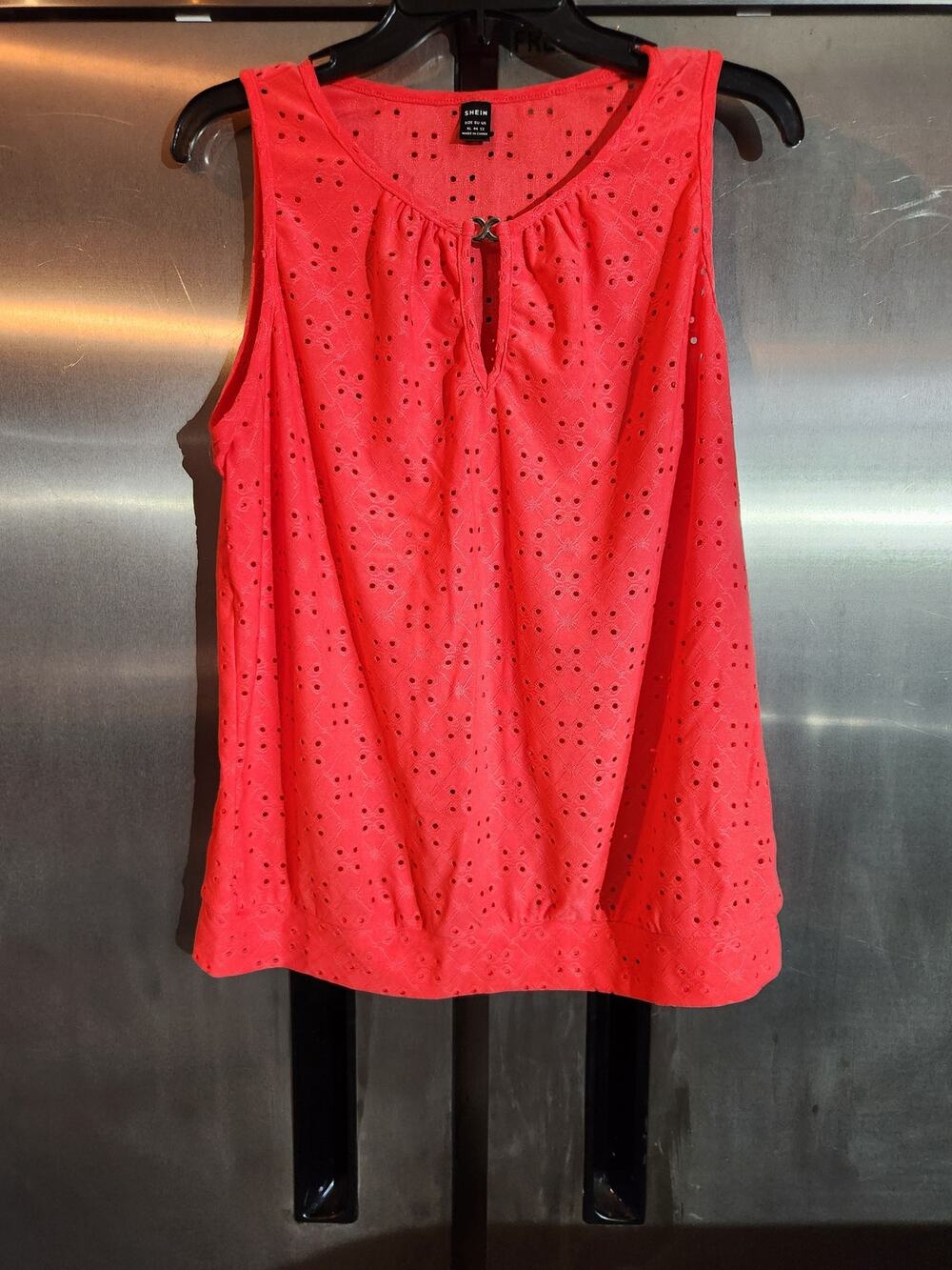 Shein Coral Eyelet Lace Keyhole Tank Top Size XL